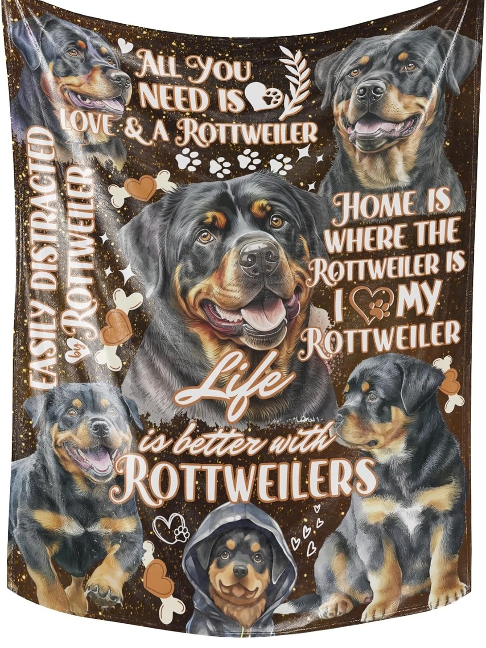 HUGLANKET Rottweiler Love Decorative Throw Blanket